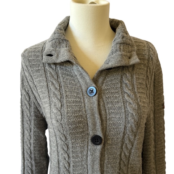BOGNER FIRE & ICE BUTTON FRONT CARDIGAN SWEATER WOOL BLD CABLE KNIT APRES SKI S - Picture 3 of 10